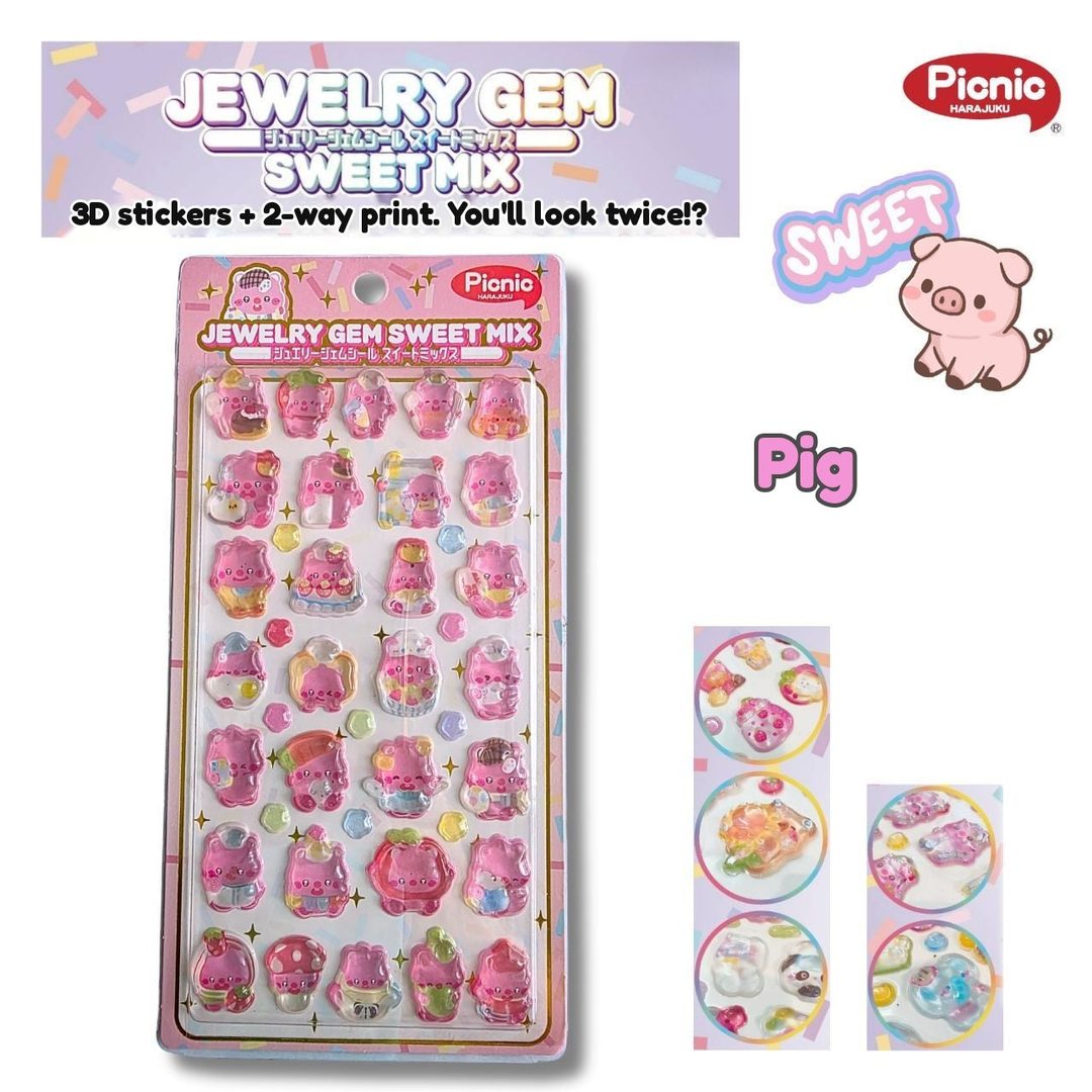 A pink sheet of jewel-like 3D stickers